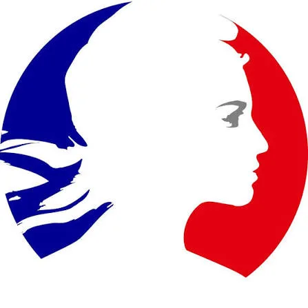 Profil féminin stylisé aux couleurs du drapeau français